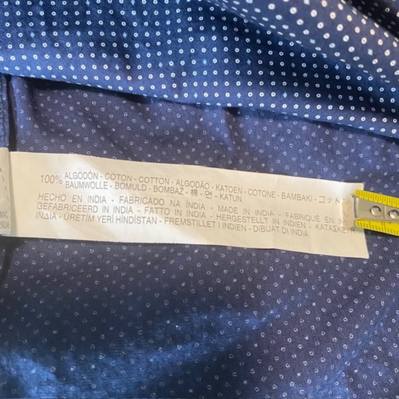 ZARA Man Swiss Dot with Collar shirt in Navy Blue Size L Slim Fit - Picture 10 of 10